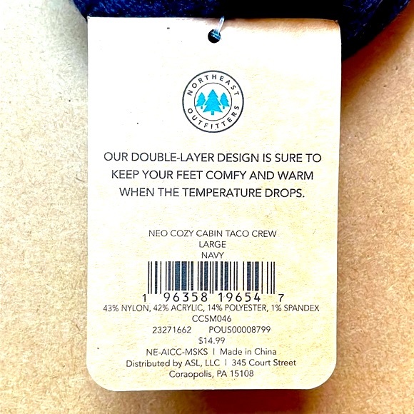 NWT Men’s NEO Cozy Cabin Taco Crew Large Navy Socks - Picture 3 of 6